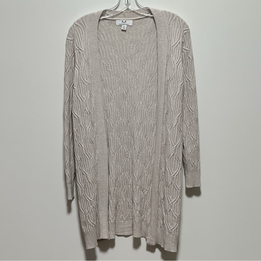 MAGASCHONI Cozy Longline ribbed hem cable-knit Open front Shrug cardigan sweater